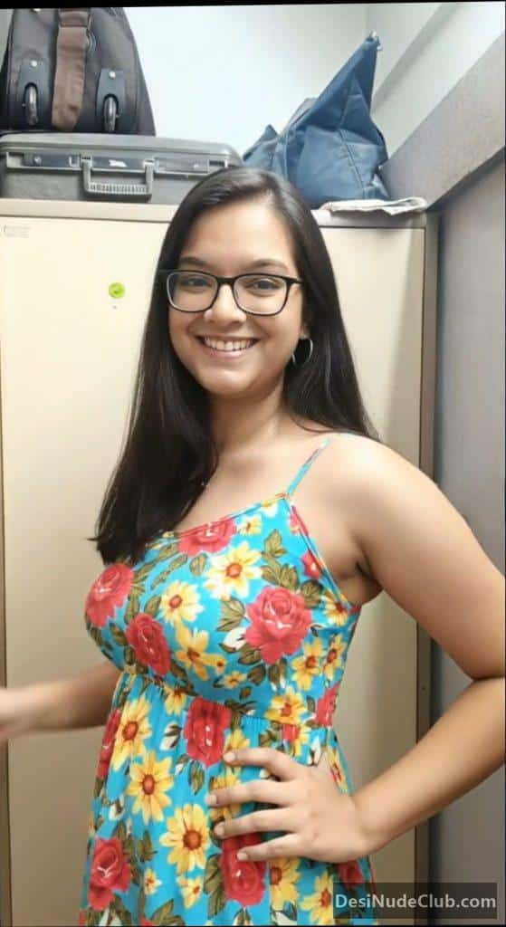 Cute Nude Desi Girlfriend Wearing Glasses